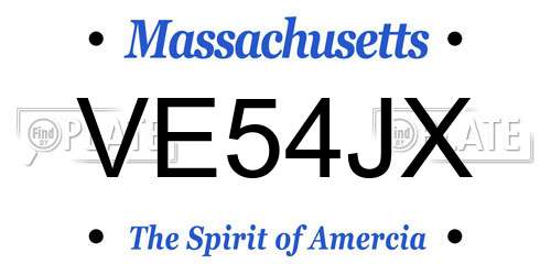 VE54JX Massachusetts License Plate