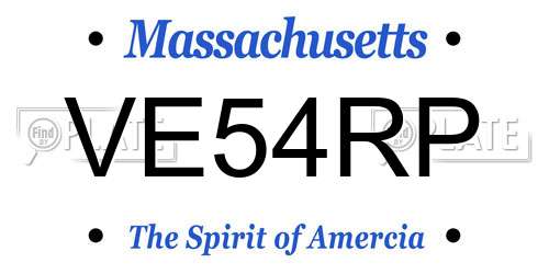 VE54RP Massachusetts License Plate