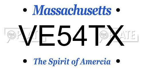 VE54TX Massachusetts License Plate