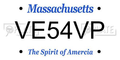 VE54VP Massachusetts License Plate