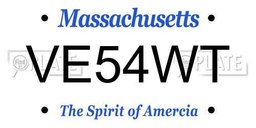 VE54WT Massachusetts License Plate