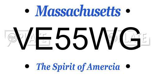 VE55WG Massachusetts License Plate
