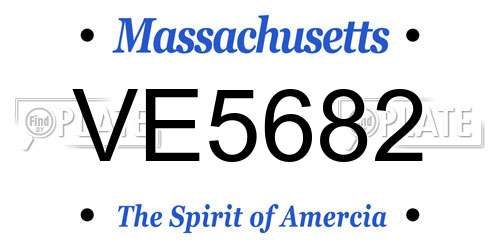 VE5682 Massachusetts License Plate