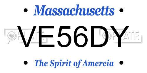 VE56DY Massachusetts License Plate