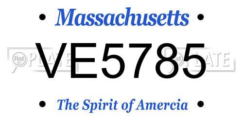 VE5785 Massachusetts License Plate