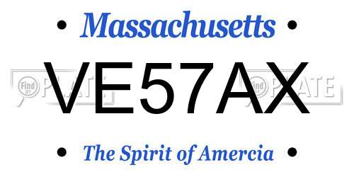 VE57AX Massachusetts License Plate