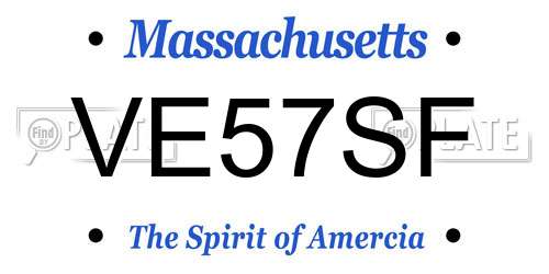 VE57SF Massachusetts License Plate