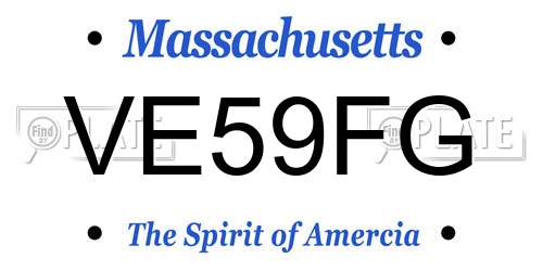 VE59FG Massachusetts License Plate