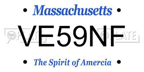 VE59NF Massachusetts License Plate