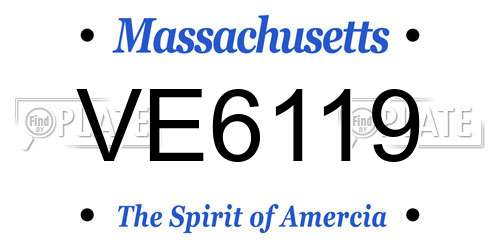 VE6119 Massachusetts License Plate