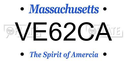VE62CA Massachusetts License Plate