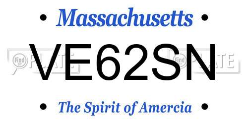 VE62SN Massachusetts License Plate