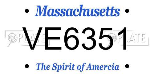 VE6351 Massachusetts License Plate