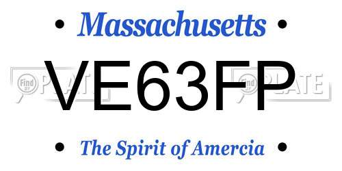 VE63FP Massachusetts License Plate