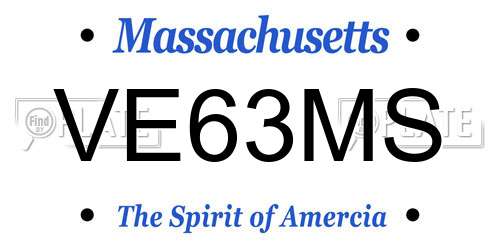 VE63MS Massachusetts License Plate