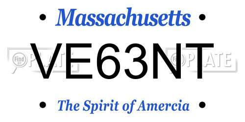 VE63NT Massachusetts License Plate