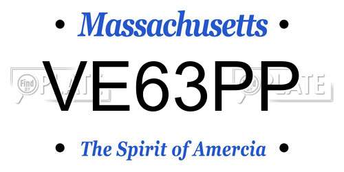 VE63PP Massachusetts License Plate