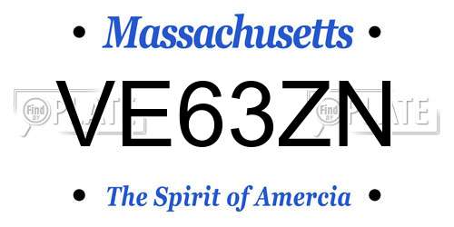 VE63ZN Massachusetts License Plate
