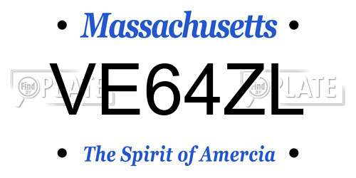 VE64ZL Massachusetts License Plate
