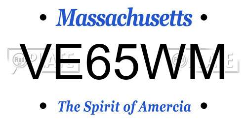 VE65WM Massachusetts License Plate