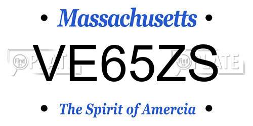VE65ZS Massachusetts License Plate