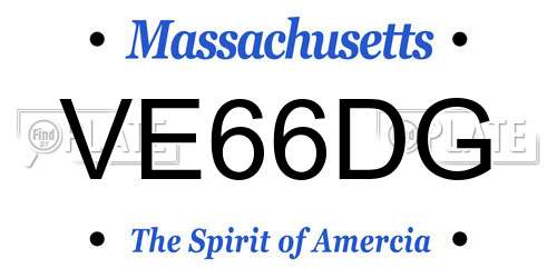 VE66DG Massachusetts License Plate