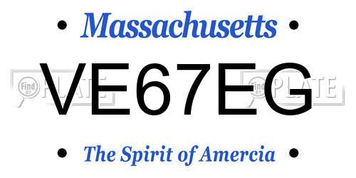 VE67EG Massachusetts License Plate