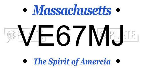 VE67MJ Massachusetts License Plate