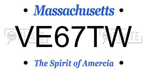 VE67TW Massachusetts License Plate
