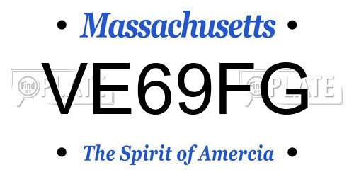 VE69FG Massachusetts License Plate