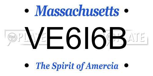 VE6I6B Massachusetts License Plate