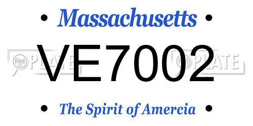 VE7002 Massachusetts License Plate