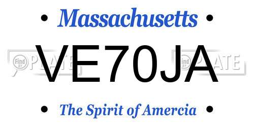 VE70JA Massachusetts License Plate
