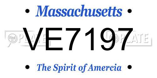 VE7197 Massachusetts License Plate
