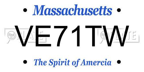 VE71TW Massachusetts License Plate