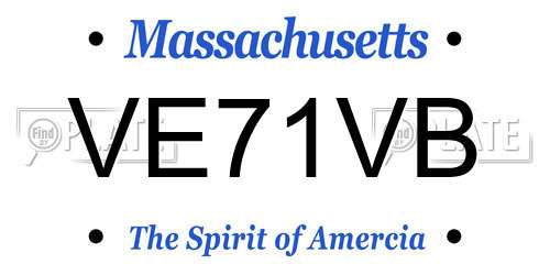 VE71VB Massachusetts License Plate
