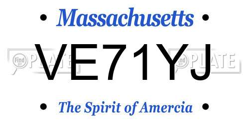 VE71YJ Massachusetts License Plate