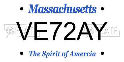 VE72AY Massachusetts License Plate