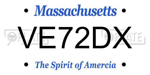 VE72DX Massachusetts License Plate