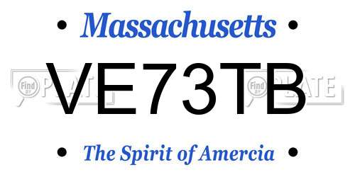 VE73TB Massachusetts License Plate
