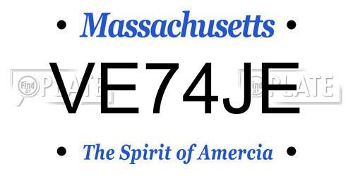 VE74JE Massachusetts License Plate