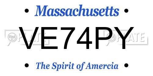 VE74PY Massachusetts License Plate