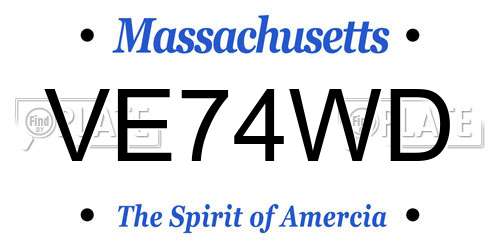 VE74WD Massachusetts License Plate