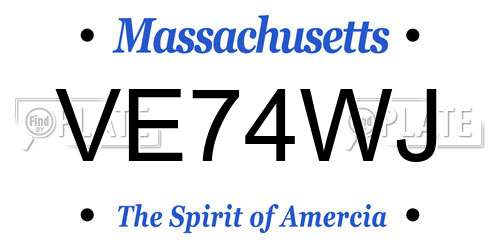 VE74WJ Massachusetts License Plate