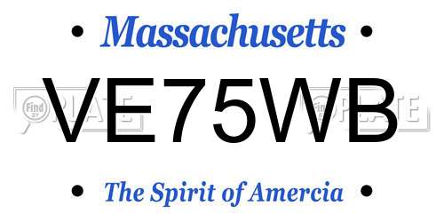 VE75WB Massachusetts License Plate