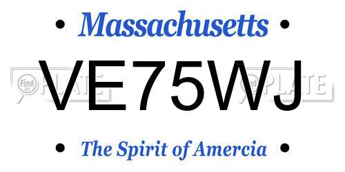VE75WJ Massachusetts License Plate