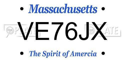 VE76JX Massachusetts License Plate