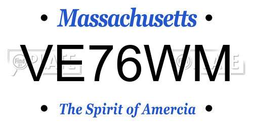 VE76WM Massachusetts License Plate