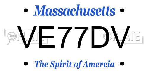 VE77DV Massachusetts License Plate