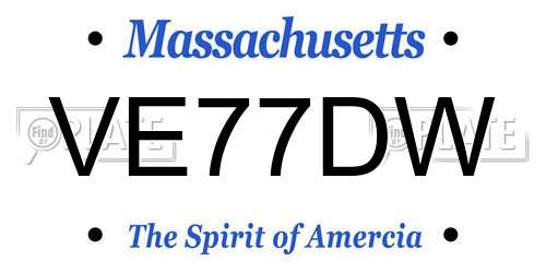 VE77DW Massachusetts License Plate